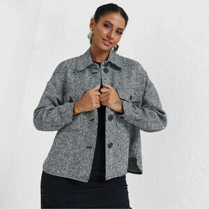 Vero Moda Rosie tweed chore Jacket  boxy workwear cozy oversized